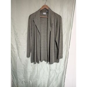 Chico's Women's Collared Open Front Lightweight Gray Geometric Jacket Size 3